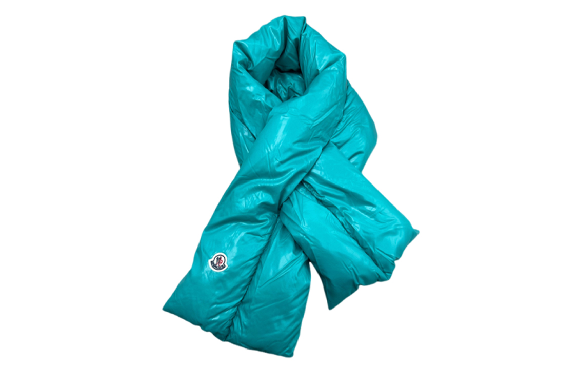 (Women) Moncler  Large Logo Fringe Knit Scarf Blue-Green. D209300107006895080D