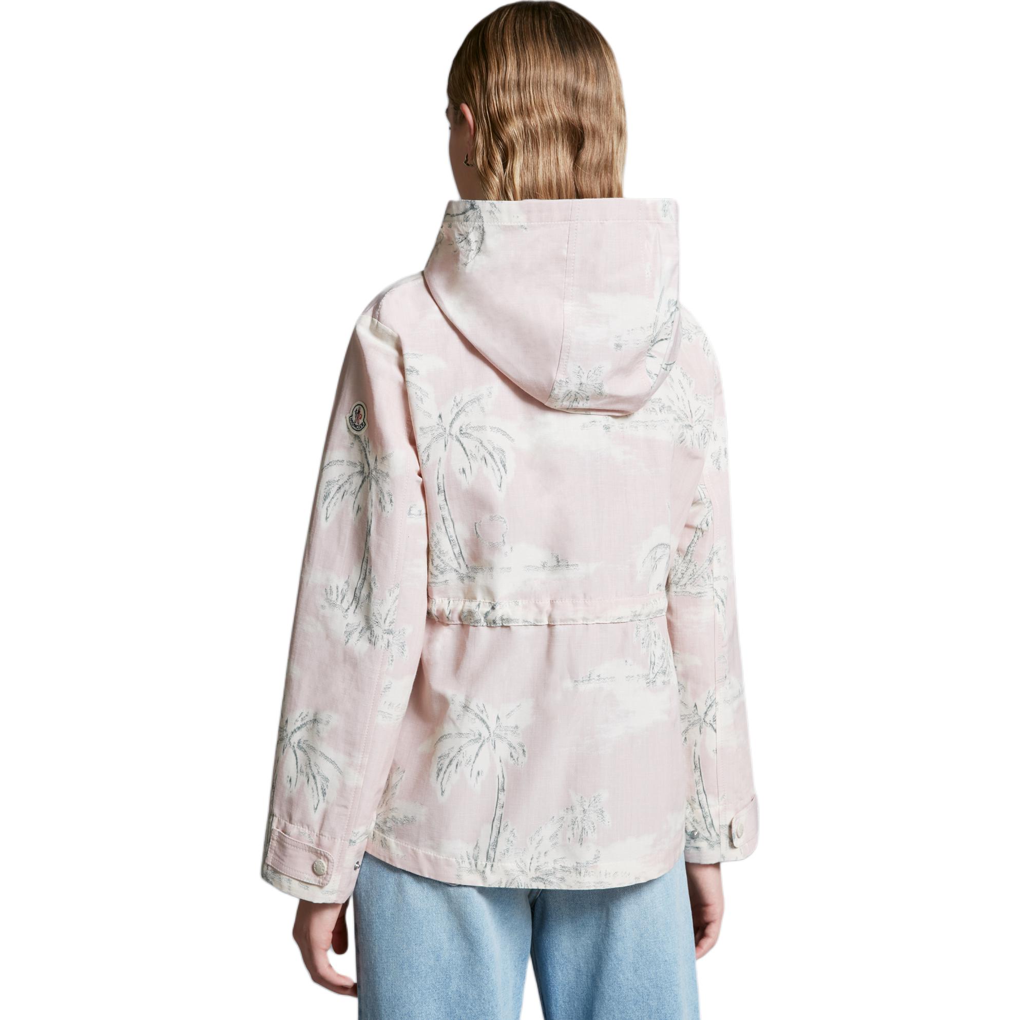 Shop (Women) Moncler  Light Pink Zip Hoodie Jacket with Jacquard Print. J10931A00094597LFF20