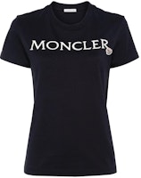 (Women) Moncler Logo Embroidered Navy Blue Crewneck Short Sleeve T-Shirt. J10938C00006829HP778 (Women) Moncler Logo Embroidered Navy Blue Crewneck Short Sleeve T-Shirt. J10938C00006829HP778