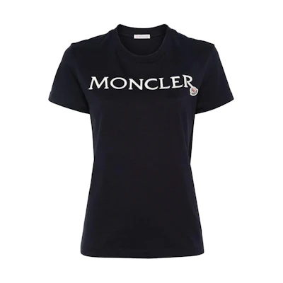 (Women) Moncler Logo Embroidered Navy Blue Crewneck Short Sleeve T-Shirt. J10938C00006829HP778