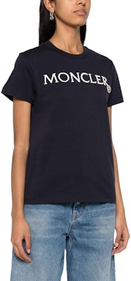 (W) Moncler Logo Sulaman Navy Biru Kemeja-T Lengan Pendek. J10938C00006829HP778 Shop (W) Moncler Logo Sulaman Navy Biru Kemeja-T Lengan Pendek. J10938C00006829HP778