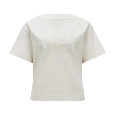 (Women) Moncler Logo Embroidered Oversized White Crewneck T-Shirt. J10938C0003289AIJ060