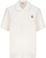 (Women) Moncler Logo Patch Short Sleeve Polo Shirt - White 8A0000384720034 (Women) Moncler Logo Patch Short Sleeve Polo Shirt - White 8A0000384720034