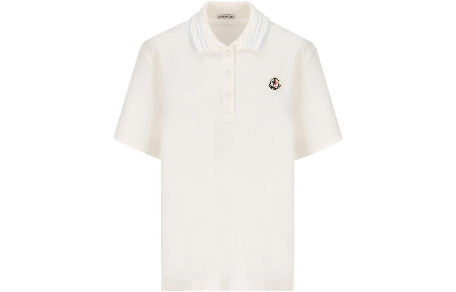 Order (W) Moncler 徽標短袖 Polo 衫 - 白色 8A0000384720034