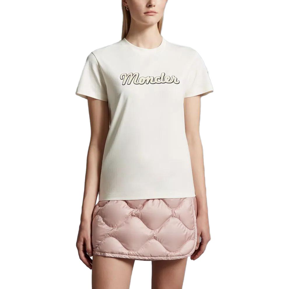 Shop (W) Moncler Logo印花白色圓領T恤 I20938C00011829HP034