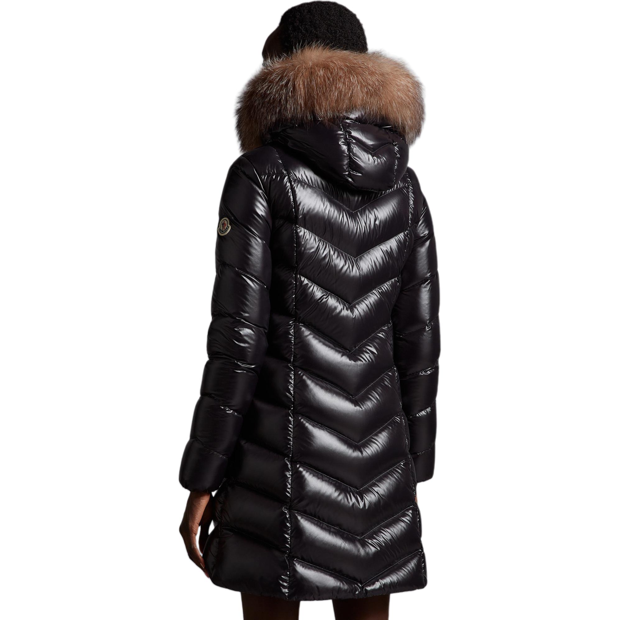Purchase (W) 몽클레어 롱 슬림 핏 후드 패딩 재킷 블랙 I20931C00038C0065999