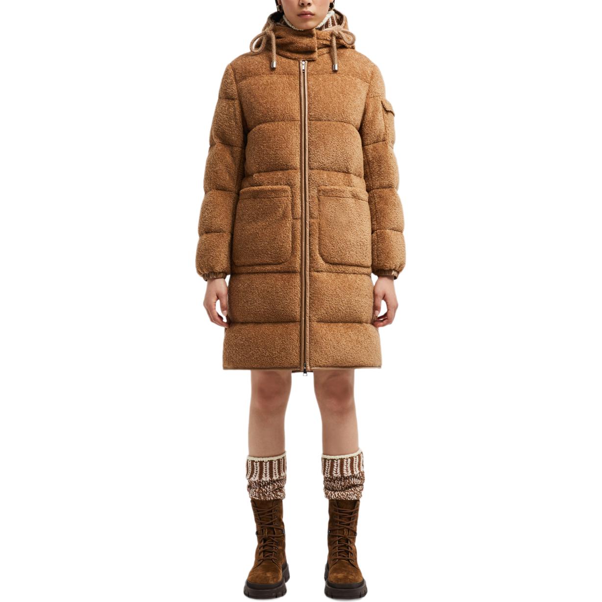 (Women) Moncler  Long Hooded Zip Puffer Jacket Beige J20931C0001689AOF26C 圖 3