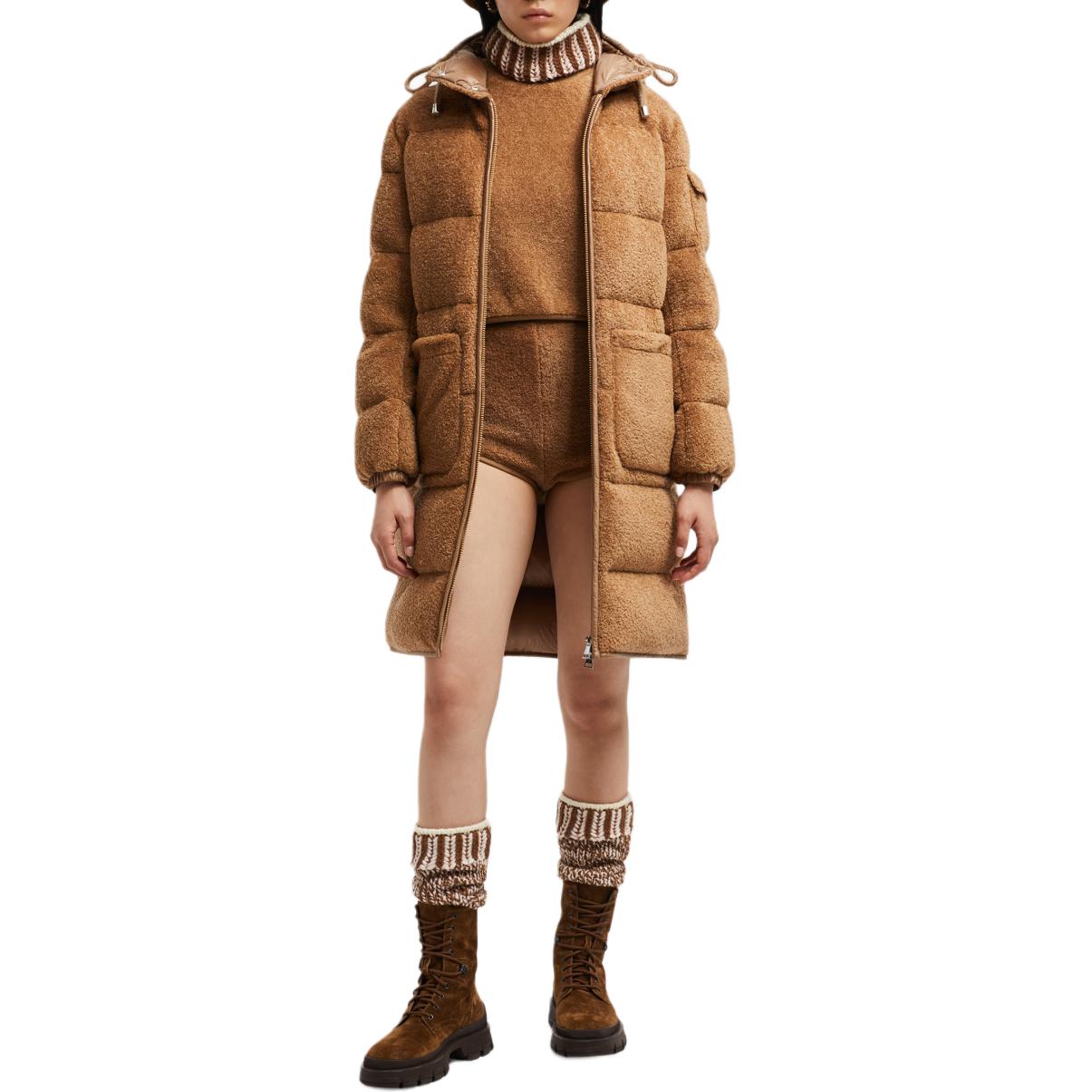 (Women) Moncler  Long Hooded Zip Puffer Jacket Beige J20931C0001689AOF26C 圖 5