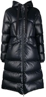(Women) Moncler Mid-Length Down Jacket with Hood and Stitching in Navy Blue. I20931C000305972C778 (Women) Moncler Mid-Length Down Jacket with Hood and Stitching in Navy Blue. I20931C000305972C778