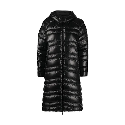 (Women) Moncler Mid-Length Puffer Jacket Black - Solid Color, Zippered Design I10931C00022595OK999