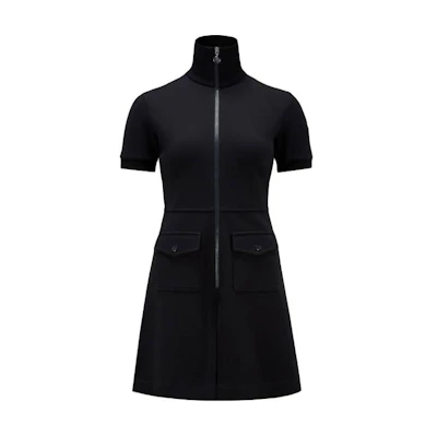 (Women) Moncler Minimalist Blue Short Sleeve Zip-Up Short Dress J10938I00011899V9778