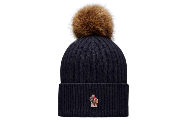 (Women) Moncler  Navy Blue Embroidered Beanie Wool Cashmere Blend. I20983B00019M1213750