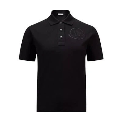 (Women) Moncler Oversized Logo Short-Sleeve Polo Shirt in Black. J20938A0000584720999