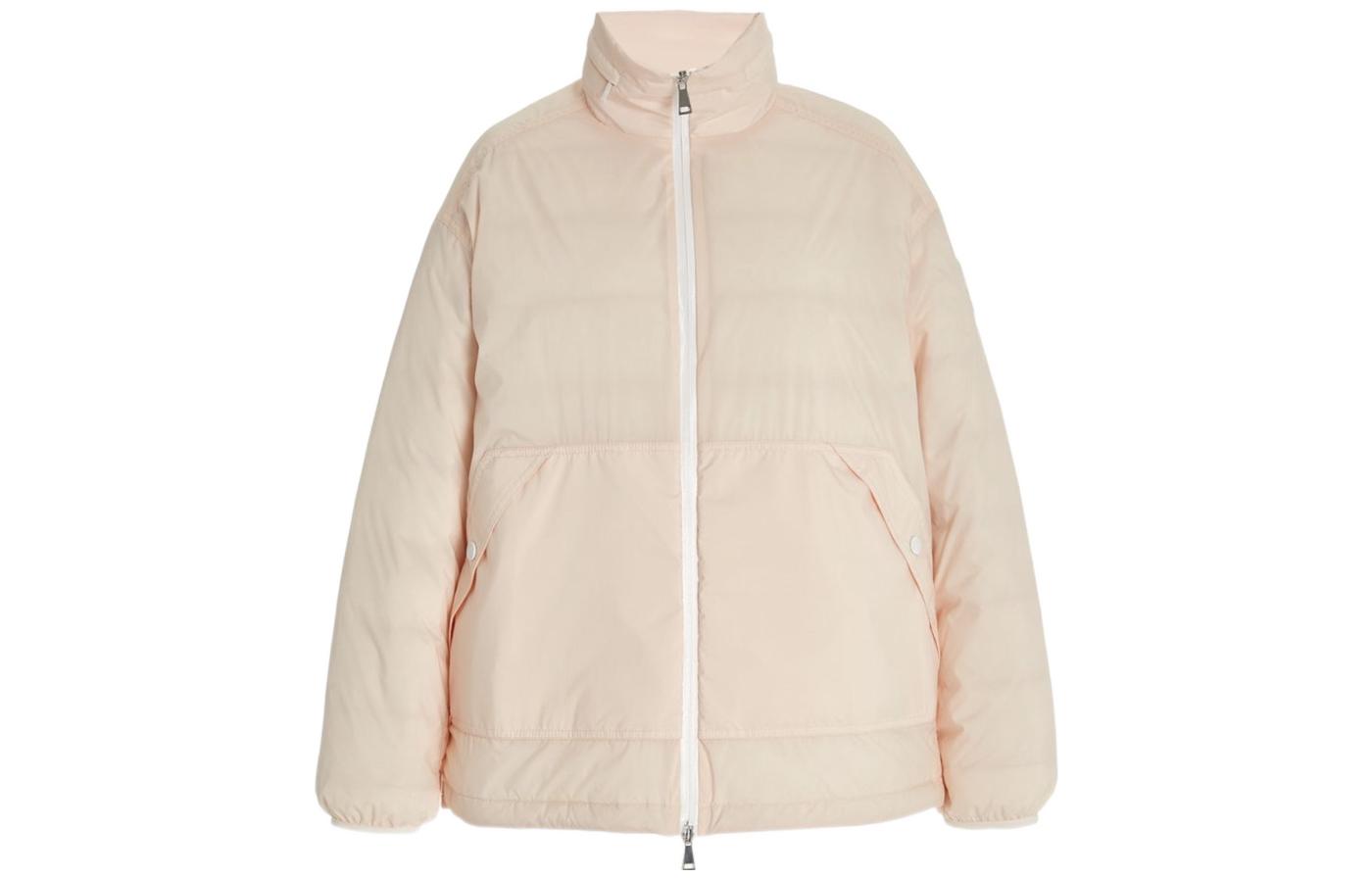 (Women) Moncler  Pink Down Jacket with Logo Print and Dual Zip Closure. G10931A53L1053333529