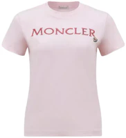 (Women) Moncler Pink Embroidered Logo Crewneck Fitted Short Sleeve T-Shirt J10938C00006829HP50B (Women) Moncler Pink Embroidered Logo Crewneck Fitted Short Sleeve T-Shirt J10938C00006829HP50B
