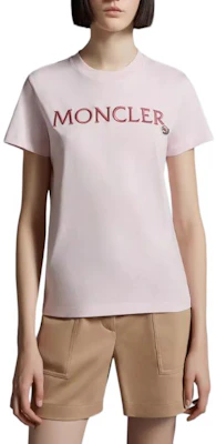 (W) Camiseta Ajustada Rosa de Manga Corta con Logo Bordado Moncler. J10938C00006829HP50B Shop (W) Camiseta Ajustada Rosa de Manga Corta con Logo Bordado Moncler. J10938C00006829HP50B
