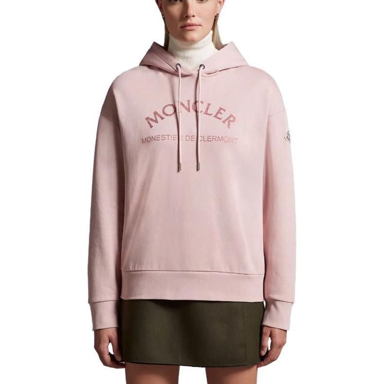 Lookbook (Women) Moncler  Pink Hoodie with Letter Print and Long Sleeves. I20938G00055899U5501
