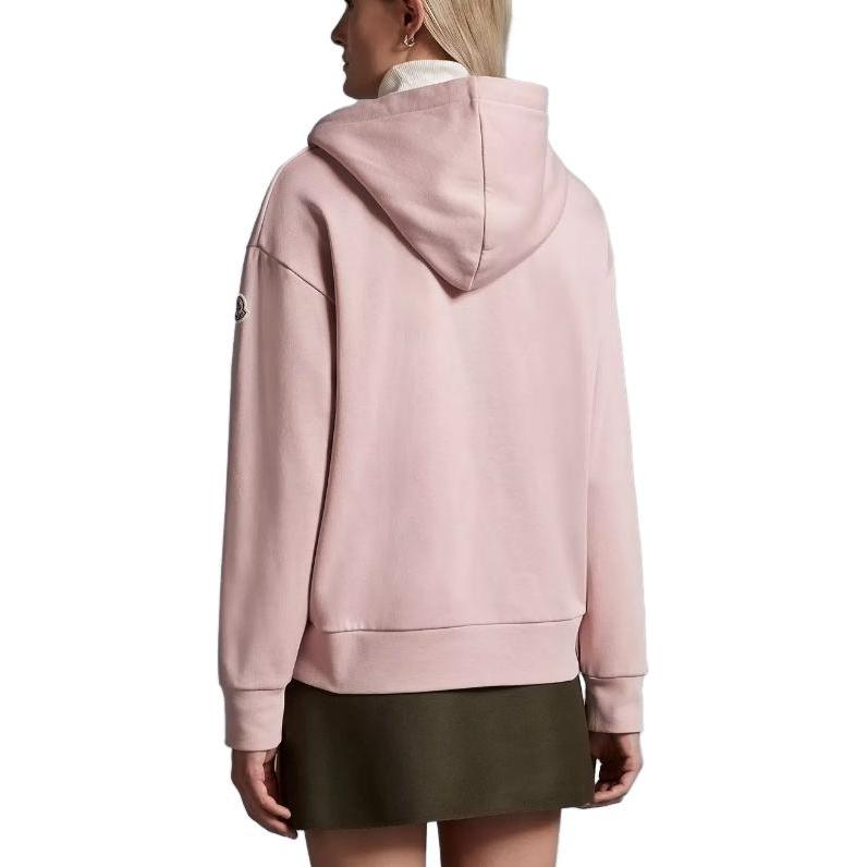 Shop (Women) Moncler  Pink Hoodie with Letter Print and Long Sleeves. I20938G00055899U5501