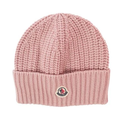 (Women) Moncler Pink Knit Wool Beanie Warm Hat. 3B00048M113151A