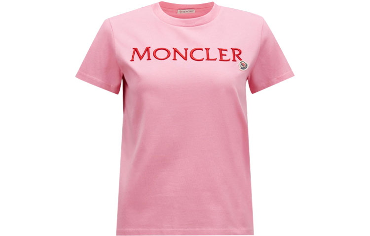 (Women) Moncler  Pink Logo Embroidered Crewneck T-Shirt SS23. I10938C00009829HP52A