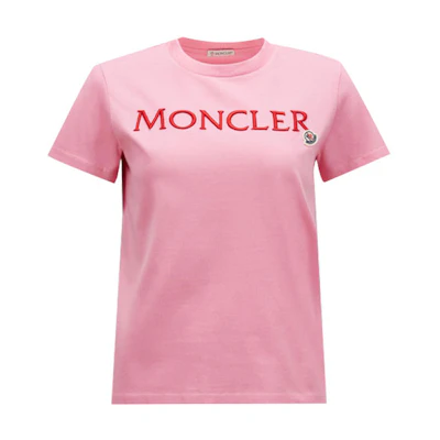 (Women) Moncler Pink Logo Embroidered Crewneck T-Shirt SS23. I10938C00009829HP52A