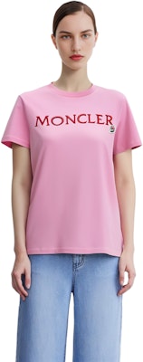 (Women) Moncler Pink Logo Embroidered Crewneck T-Shirt SS23. I10938C00009829HP52A Lookbook (Women) Moncler Pink Logo Embroidered Crewneck T-Shirt SS23. I10938C00009829HP52A