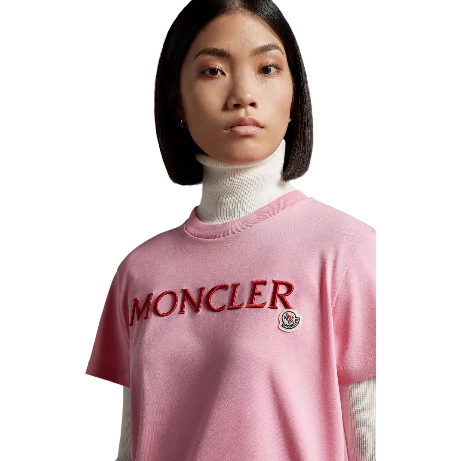 Details for (W) Moncler Kaos Crewneck Logo Bordir Pink SS23. I10938C00009829HP52A