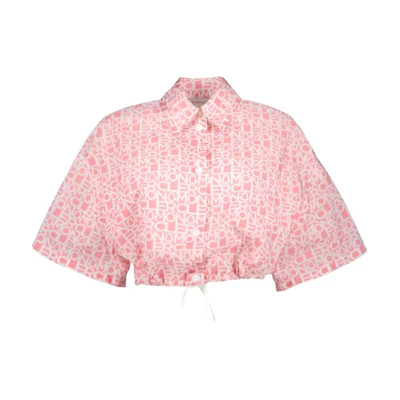 (Women) Moncler Pink Short Sleeve Shirt with Letter Print Design. I10932F00010596S8F40P
