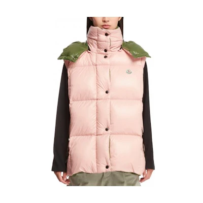 (Women) Moncler Pink Sleeveless Fitted Hooded Puffer Jacket. 1A001026895051A
