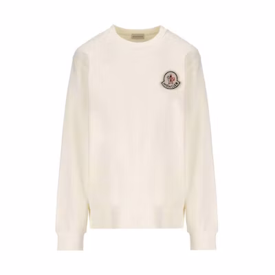 (Women) Moncler Plain Crewneck Pullover Long Sleeve Sweater Off-White. 8G00027899TR034