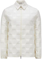 (Women) Moncler Quilted Check Pattern Textured Zip Long Sleeve Shirt White J20932F00004788LM034 (Women) Moncler Quilted Check Pattern Textured Zip Long Sleeve Shirt White J20932F00004788LM034