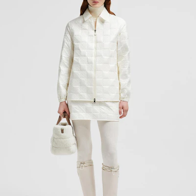 (W) Moncler 白色菱格纹纹理拉链长袖衬衫 J20932F00004788LM034 Lookbook (W) Moncler 白色菱格纹纹理拉链长袖衬衫 J20932F00004788LM034