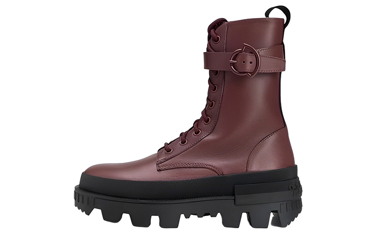 (Women) Moncler 'Red Brown Leather Fashion Lace-Up Booties' 4F00110019A6471