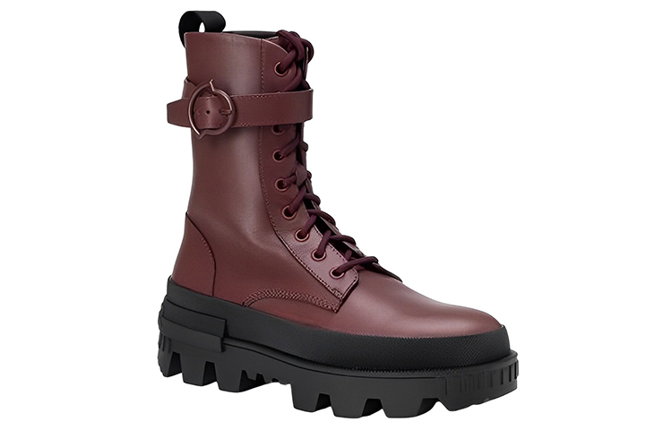 Order Moncler盟可睐 牛皮 時尚 系帶 短靴 女款 紅棕色