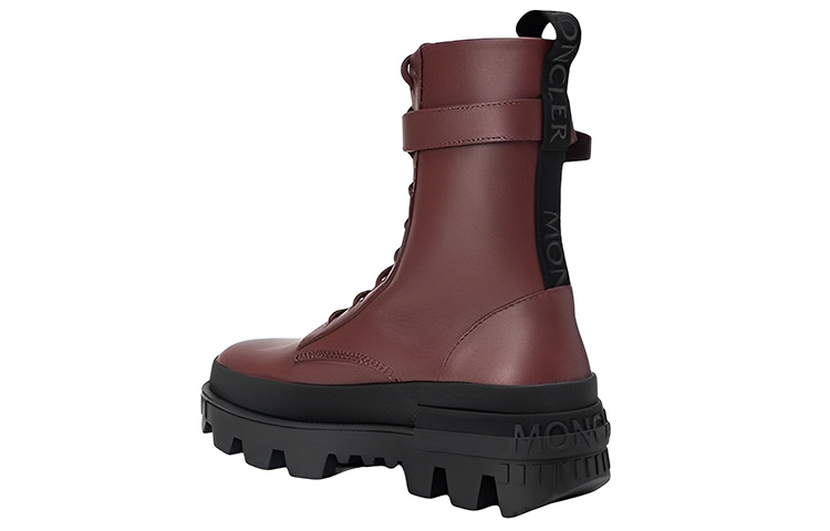 Lookbook (W) Moncler Bottines Mode en Cuir Rouge Brun Lacées 4F00110019A6471