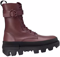 Shop Moncler盟可睐 牛皮 時尚 系帶 短靴 女款 紅棕色