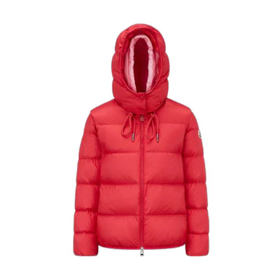 (Women) Moncler Red Short Down Jacket with Logo Print - Loose Fit I10931A000595761355F