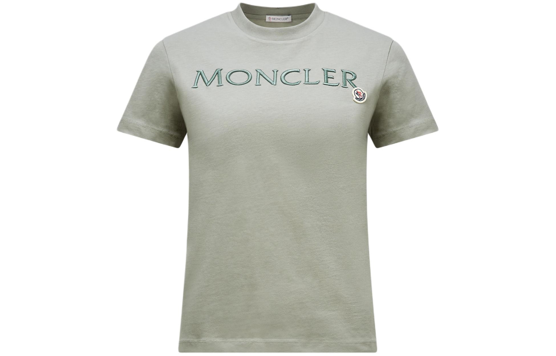 (Women) Moncler  Sage Green Embroidered Logo Regular Fit T-Shirt. J10938C00006829HP92G