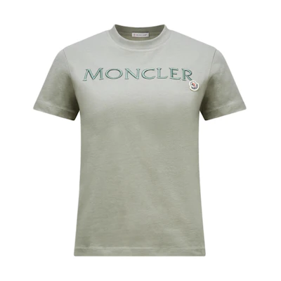 (Women) Moncler Sage Green Embroidered Logo Regular Fit T-Shirt. J10938C00006829HP92G