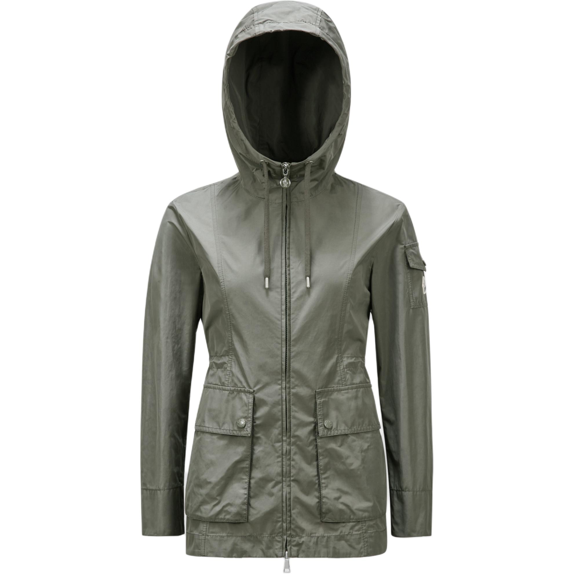 (Women) Moncler  Sage Green Hooded Zip Jacket with Drawstring Hem. J10931A00133549P392E