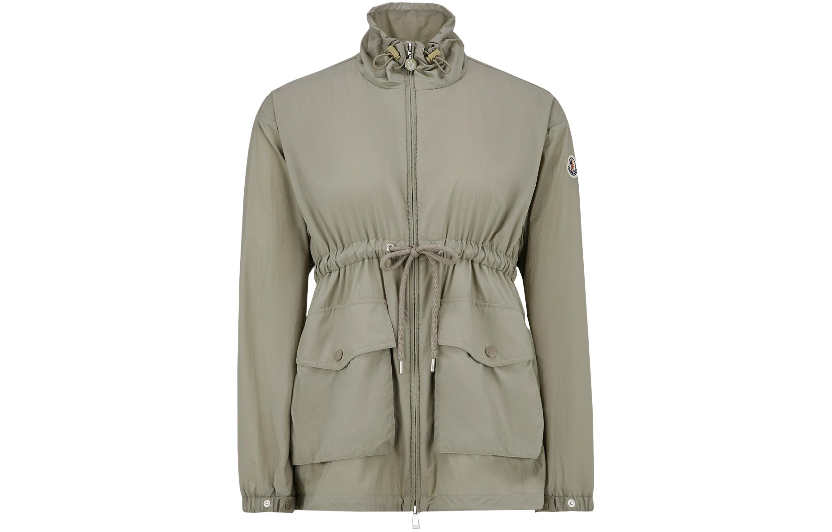 (Women) Moncler  Sage Green Zip-Up Slim Fit Jacket with Stand Collar. J10931A00095597IC92G