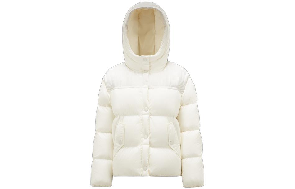 (Women) Moncler  Short Hooded Down Jacket in White. I20931A0012453333034