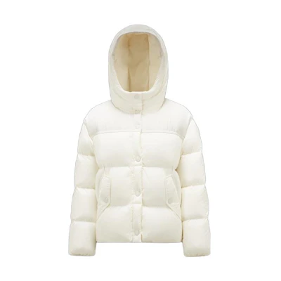 (Women) Moncler Short Hooded Down Jacket in White. I20931A0012453333034