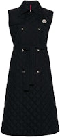 (Women) Moncler Sleeveless Double-Breasted Navy Blue Long Trench Coat. J10931A0005654A81778 (Women) Moncler Sleeveless Double-Breasted Navy Blue Long Trench Coat. J10931A0005654A81778