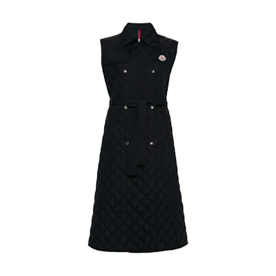 (Women) Moncler Sleeveless Double-Breasted Navy Blue Long Trench Coat. J10931A0005654A81778