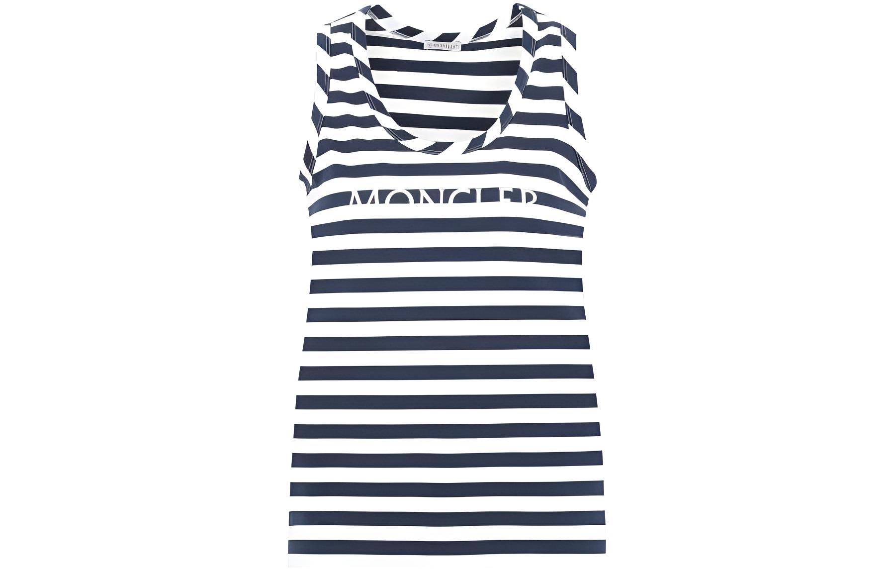 Buy (Women) Moncler  Sleeveless Striped Colorblock Logo Print Tee Blue SS23. 8P0000189A1NF07