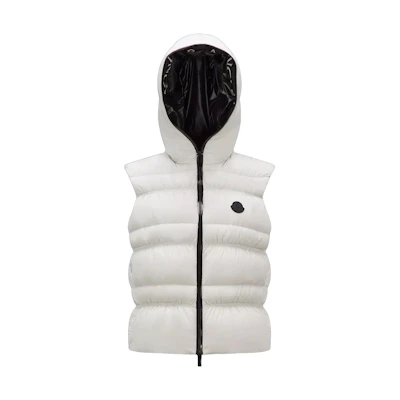 (Women) Moncler Solid Color Hooded Casual Vest White I20931A00025596IU90D