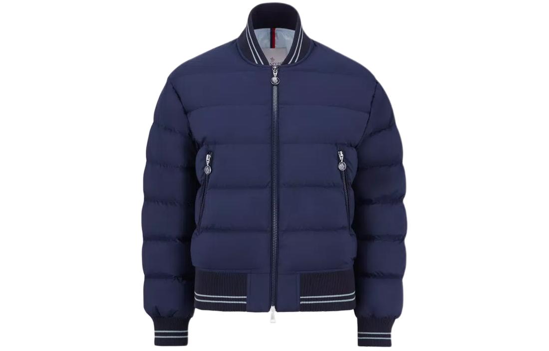 (Women) Moncler  Solid Color Zip Long Sleeve Down Jacket - Blue J10931A00077596TM774