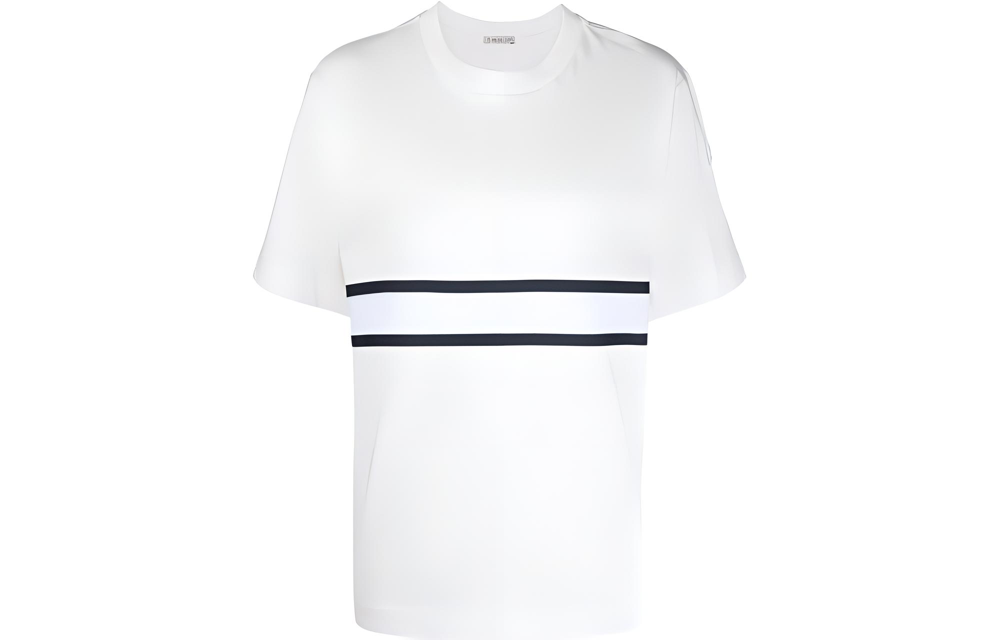 (Women) Moncler  SS23 Logo Stripe Print Crewneck T-Shirt in White. I10938C00027829HP033