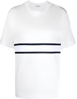 (Women) Moncler SS23 Logo Stripe Print Crewneck T-Shirt in White. I10938C00027829HP033 (Women) Moncler SS23 Logo Stripe Print Crewneck T-Shirt in White. I10938C00027829HP033